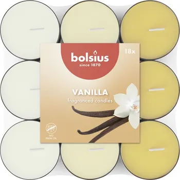 Svíčka Bolsius Čajové 18ks, 260g, doba hoření 18x3,5hod, Vanilla basic tříbarevné, vonné svíčky