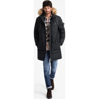 Ombre Clothing Pánské Pánská dlouhá bunda parka s kapucí Ombre Clothing Černá L (2759771)