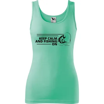 Dámské tílko s potiskem Keep calm fishing Velikost: XL, Barva: Mátová