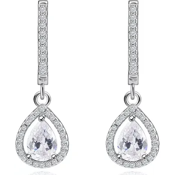 Náušnice Náušnice ze stříbra 925, čirý slzičkovitý zirkon ve třpytivém obrysu
