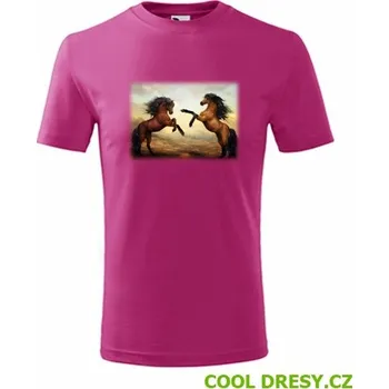 Chlapecké oblečení Tričko s koňmi dětské - Barva: purpurová, Velikost 10let