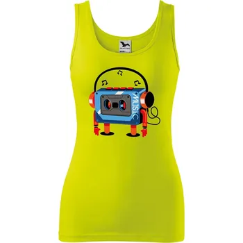 Dámské tílko s potiskem Walkman Velikost: XS, Barva: Limetková