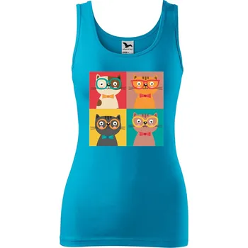Dámské tílko s potiskem Čtyři kočky Velikost: L, Barva: Tyrkysová