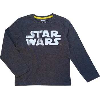 Chlapecké tričko Sun City Chlapecké tričko STAR WARS 3D nápis metalický dlouhý rukáv šedé Barva: Šedá, Velikost: 140