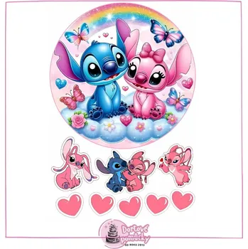 Jedlá dekorace na dort Lilo a stitch č.9 - jedlý papír - Bez úprav / Jedlý papír / Bez decor gelu