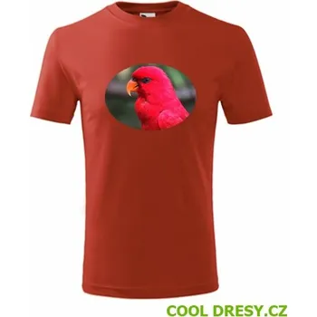 Dětské tričko s papouškem 4 - Barva: červená, Velikost 10let