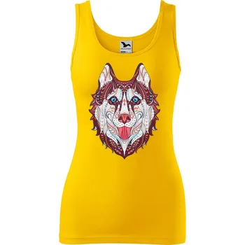 Dámské tílko s potiskem Hlava vlka Velikost: 2XL, Barva: Žlutá