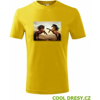 Tričko s koňmi dětské - Barva: žlutá, Velikost 6let