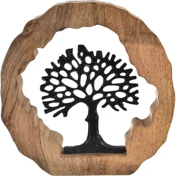InDecor Strom života z mangového dřeva Black, 30 x 2 x 30 cm, hnědá