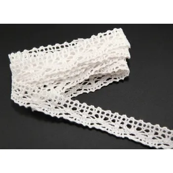 Krajka Bavlněná paličkovaná krajka - s hadovkou - lomená bílá - šířka 1,7 cm