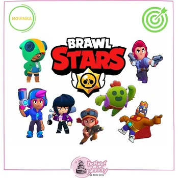 Jedlá dekorace na dort Brawl Stars č.10 jedlý papír nebo fondánový list - Bez úprav / Jedlý papír / Bez decor gelu