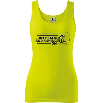 Dámské oblečení Dámské tílko s potiskem Keep calm fishing Velikost: M, Barva: Limetková
