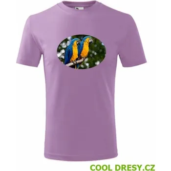 Dětské tričko s papouškem 5 - Barva: fialová, Velikost 6let