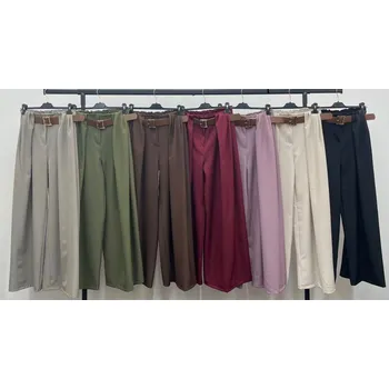 Dámské kalhoty Široké kalhoty s páskem VOGUE 19379 barva: zelená-khaki