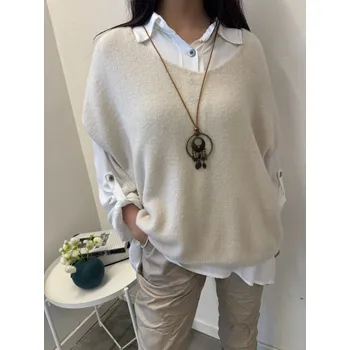 Dámská tunika Trendy vlněná vesta 5211 barva: bílá