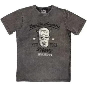 Zahraniční hudba Merch Marvel Comics: Marvel Comics Unisex Stone Wash T-shirt: Captain America Est. 1941 (charcoal Grey) (large) L