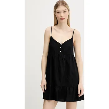 Dámské šaty Bavlněné šaty Tommy Jeans černá barva, mini, DW0DW21165 99X, vel. S