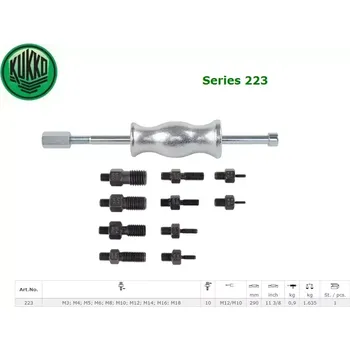 Stahovák Reverzní kladivo - vytahovák se závitovými adaptéry Kukko 223 (Sada 15 dílů) (KUK223)