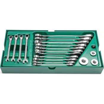 Ruční nářadí 19 ks. Sada metrických kombinovaných klíčů s dvoji (SATAST08028)
