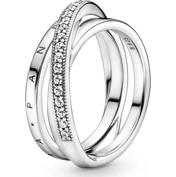 Módní doplněk Pandora Stříbrný propletený prsten se zirkony Pavé 199057C01 58 mm + 2 měsíce na vrácení zboží