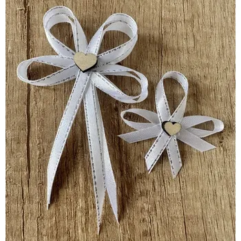 Svatební dekorace Svatební vývazek s perleťovým srdíčkem - bílá - malý