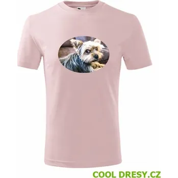 Dětské tričko s jorkšírem - Barva: růžová, Velikost 6let