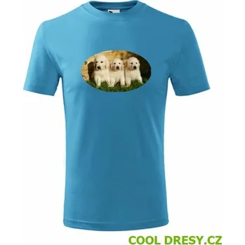 Dětské tričko se štěňátky - Barva: tyrkysová, Velikost 4roky