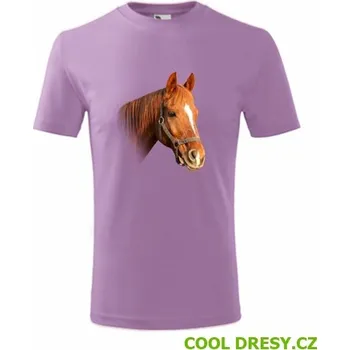 Tričko s koněm 3 dětské - Barva: fialová, Velikost 8let