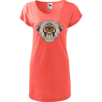 Dámské tričko DOBRÝ TRIKO Dámské tričko/šaty Hlava opice Velikost: XS, Barva: Korálová