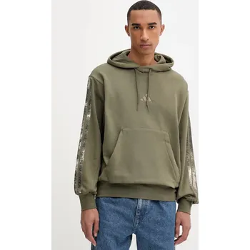 Pánská mikina Mikina adidas Seasonal AOP pánská, zelená barva, s kapucí, hladká, JM1723 91X, vel. M