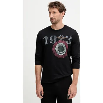 Pánské tričko Bavlněné tričko s dlouhým rukávem Aeronautica Militare černá barva, s potiskem, TS2487UJ00709 99X, vel. XL