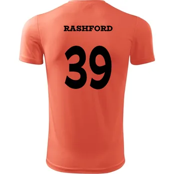 Míčový sport Dětský fotbalový dres Rashford - Barva: neonově oranžová, Velikost 12let