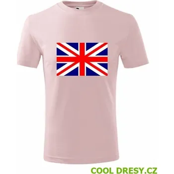 Tričko s anglickou vlajkou dětské - Barva: růžová, Velikost 12let