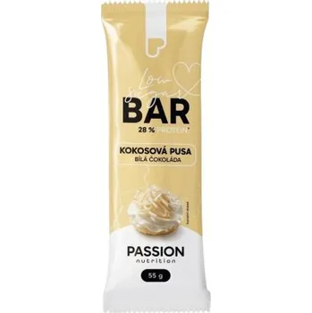 Passion Nutrition Protein Bar Low Sugar 55 g - Kokosová pusa/bílá čokoláda + Sleva 3 % pro registrované