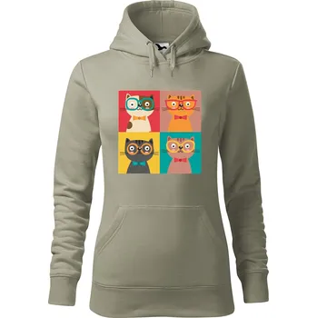 Pánská mikina Dámská mikina Čtyři kočky Velikost (žena): S, Vyberte barvu: Světlá khaki