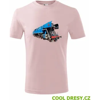 Dětské tričko s parní lokomotivou papoušek - Barva: růžová, Velikost 6let