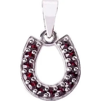 Přívěsek stříbrný přívěsek s českým granátem - podkova (6471434) povrchová úprava: rhodiované