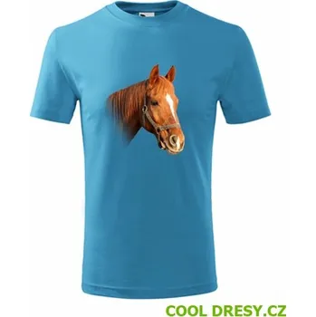 Tričko s koněm 3 dětské - Barva: tyrkysová, Velikost 10let