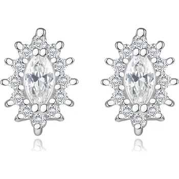 Náušnice Náušnice ze stříbra 925, třpytivé čiré zrnko s čirou zirkonovou obrubou