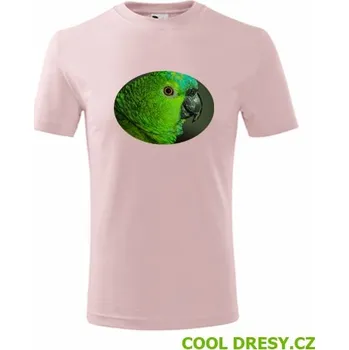 Dětské tričko s papouškem 2 - Barva: růžová, Velikost 6let