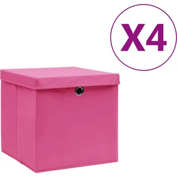 Úložný box vidaXL Úložné boxy s víky 4 ks 28 x 28 x 28 cm růžové
