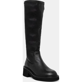 Dámské kozačky Kozačky Tommy Jeans TJW STRETCHY LONG BOOT dámské, černá barva, na podpatku, EN0EN02851 99X, EUR 38