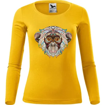 Dámské oblečení DOBRÝ TRIKO Dámské bavlněné triko Hlava opice Velikost: S, Barva: Žlutá