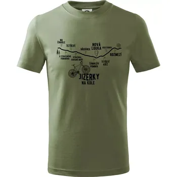 Jizerky na kole - horské kolo - Tričko dětské bavlněné - 134 cm/8 let ( Khaki )