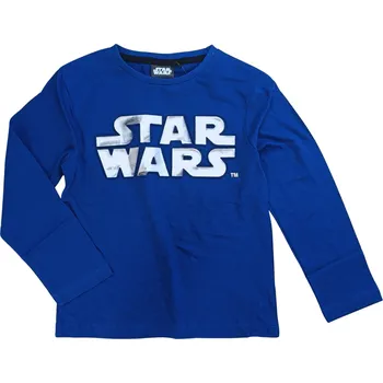 Sun City Chlapecké tričko STAR WARS 3D nápis metalický dlouhý rukáv modré Barva: Modrá, Velikost: 104