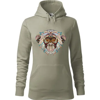 Pánská mikina Dámská mikina Hlava opice Velikost (žena): 2XL, Vyberte barvu: Světlá khaki
