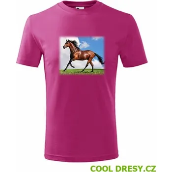Chlapecké oblečení Tričko s koněm dětské - Barva: purpurová, Velikost 10let