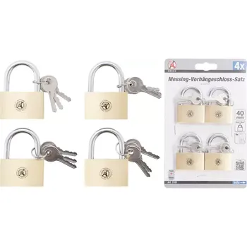 Visací zámek Sada mosazných visacích zámků 40 mm 4dílná (BGS103101)