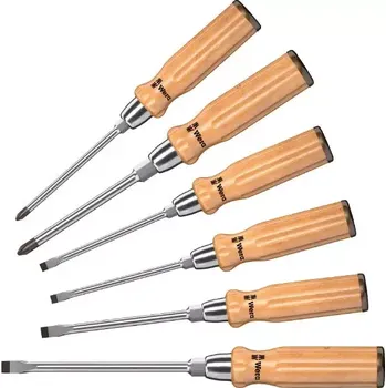 Ruční nářadí Wera 137810 Šroubováky s dřevěnou rukojetí typ 930/955/6 (Sada 6 dílů) (W05137810001)