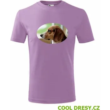 Dětské tričko s bíglem - Barva: fialová, Velikost 10let